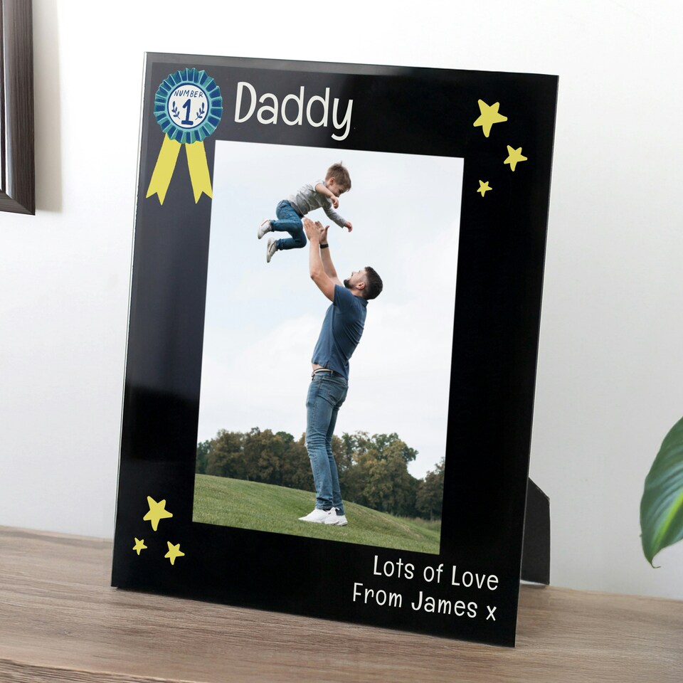 image 1 of Personalised No.1 Black Glass 5x7 Frame | Black | One Size