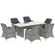 image 1 of Outsunny 6 Seater Rattan Dining Set with Glass Top Table and Cushions, Grey