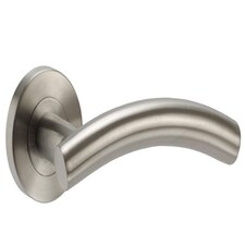 Golden Grace 1 Pair Arched T-Bar Door Handles in Brushed Steel Finish with Screws and Spindle Silver