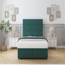 Sloomy Texas Emerald Plush Ottoman Bed With Mattress With 26" Strutted Headboard 3' Single