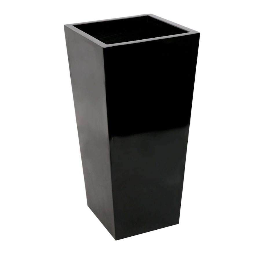 image 1 of Primrose Gloss Tall Flared Square Fibreglass Planter in Black 120cm x 43cm