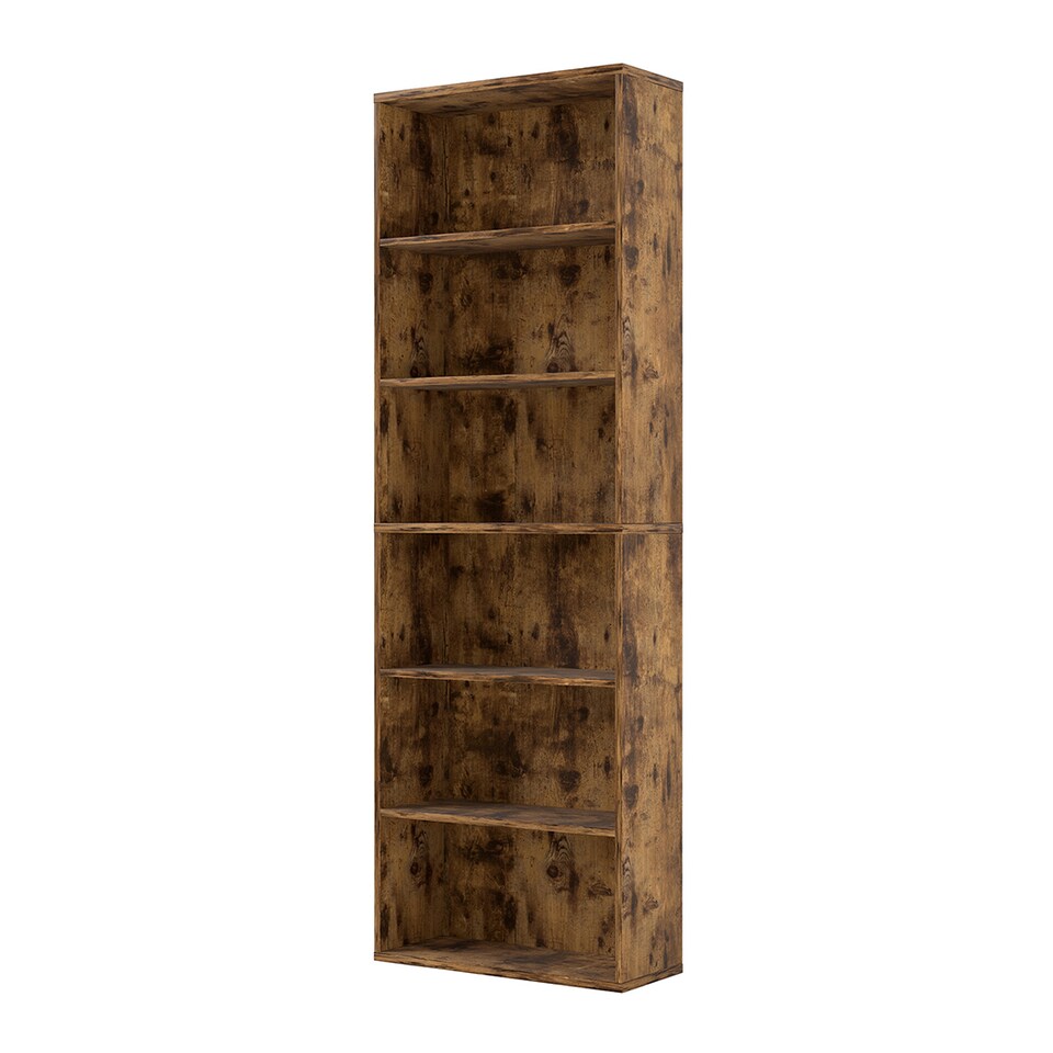 image 1 of Levede 6 Tier Wooden Bookcase Storage Shelf Display Organizer Unit | Brown | Brown