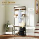 image 3 of HOMCOM Coat Rack with Drawer, Hall Tree with Coat Stand, Rustic Brown