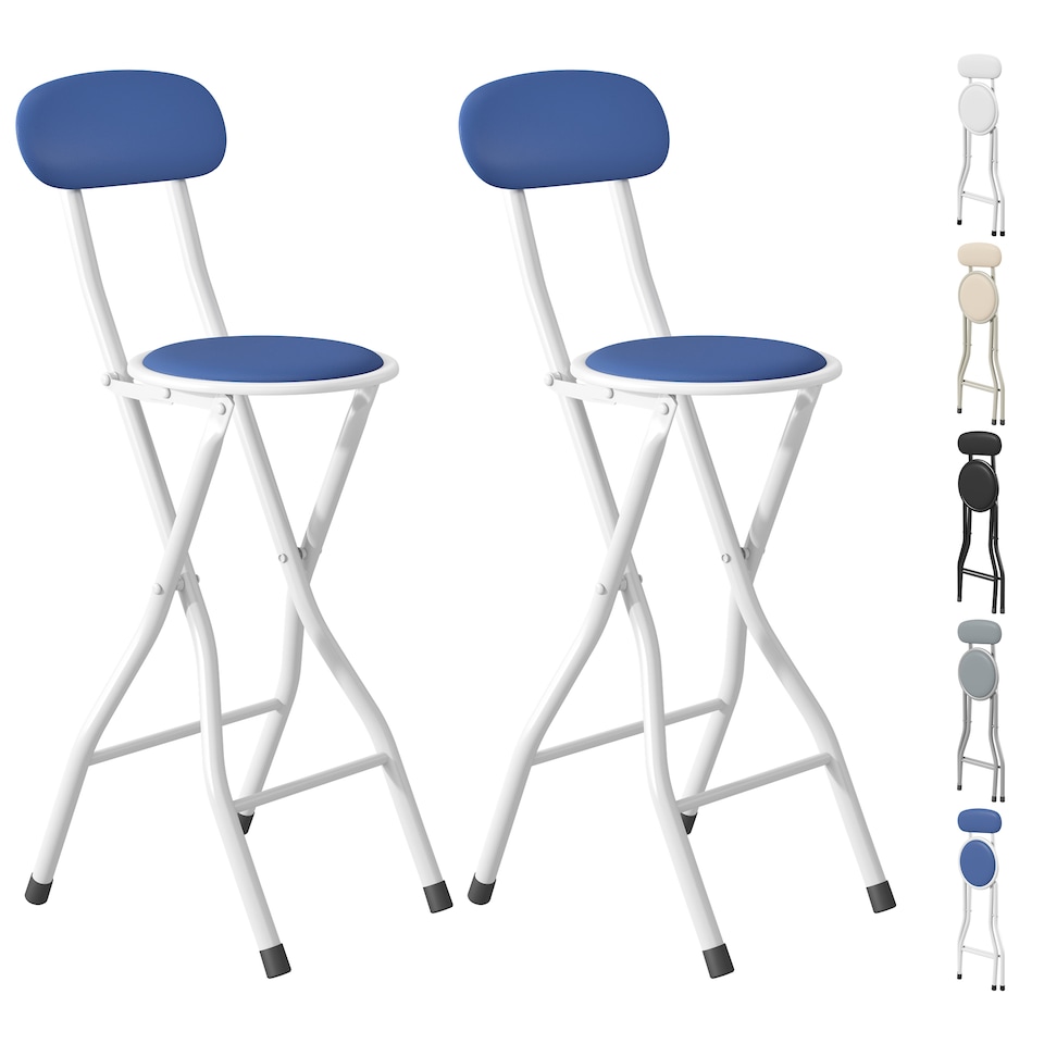 image 1 of MCC Direct Set of 2 Folding Breakfast Bar Stools Padded Kitchen Dining Chairs