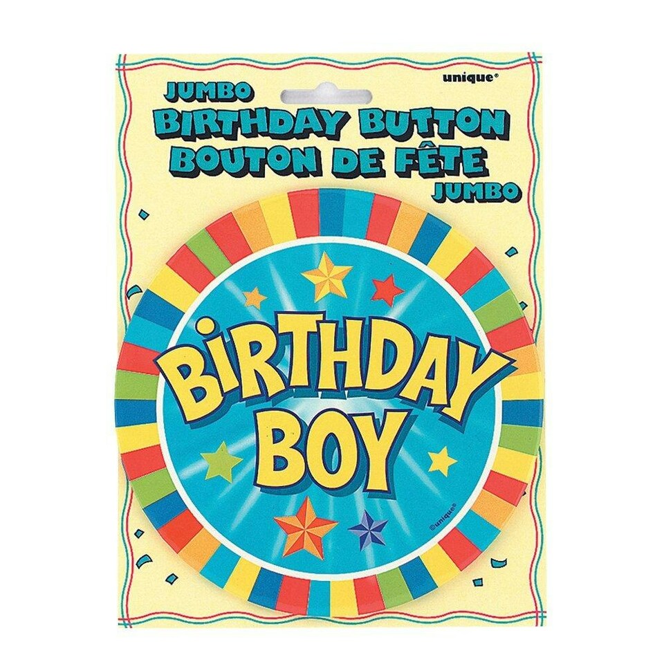 Unique Party Birthday Boy Jumbo Badge - Multicoloured - One Size