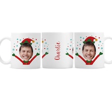Personalised Photo Upload Christmas Elf Mug White