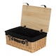 image 1 of 41cm Buff Black Lined Willow Empty Picnic Basket with Pinewood Lid | Brown | Black | M | 1