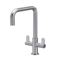 Kuma Kitchen Mono Mixer Tap Dual Lever Brushed Nickel 361mm | Silver | Brushed Nickel | 1