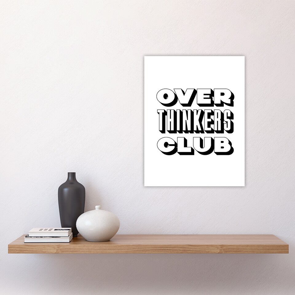 image 1 of Overthinkers Club Black And White Simple Modern Wall Art Print 12x16 In