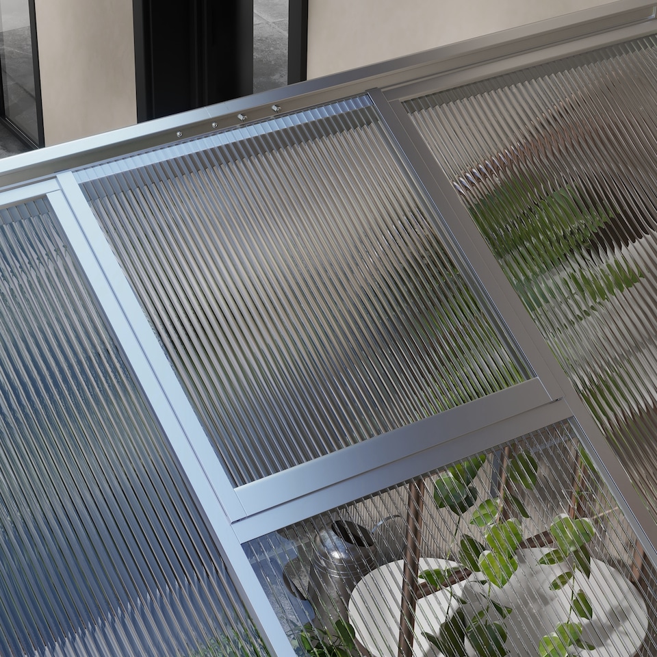 image 1 of Outsunny 6x6ft Aluminium Greenhouse with/ Door Window Galvanised Base PC Panel | Clear