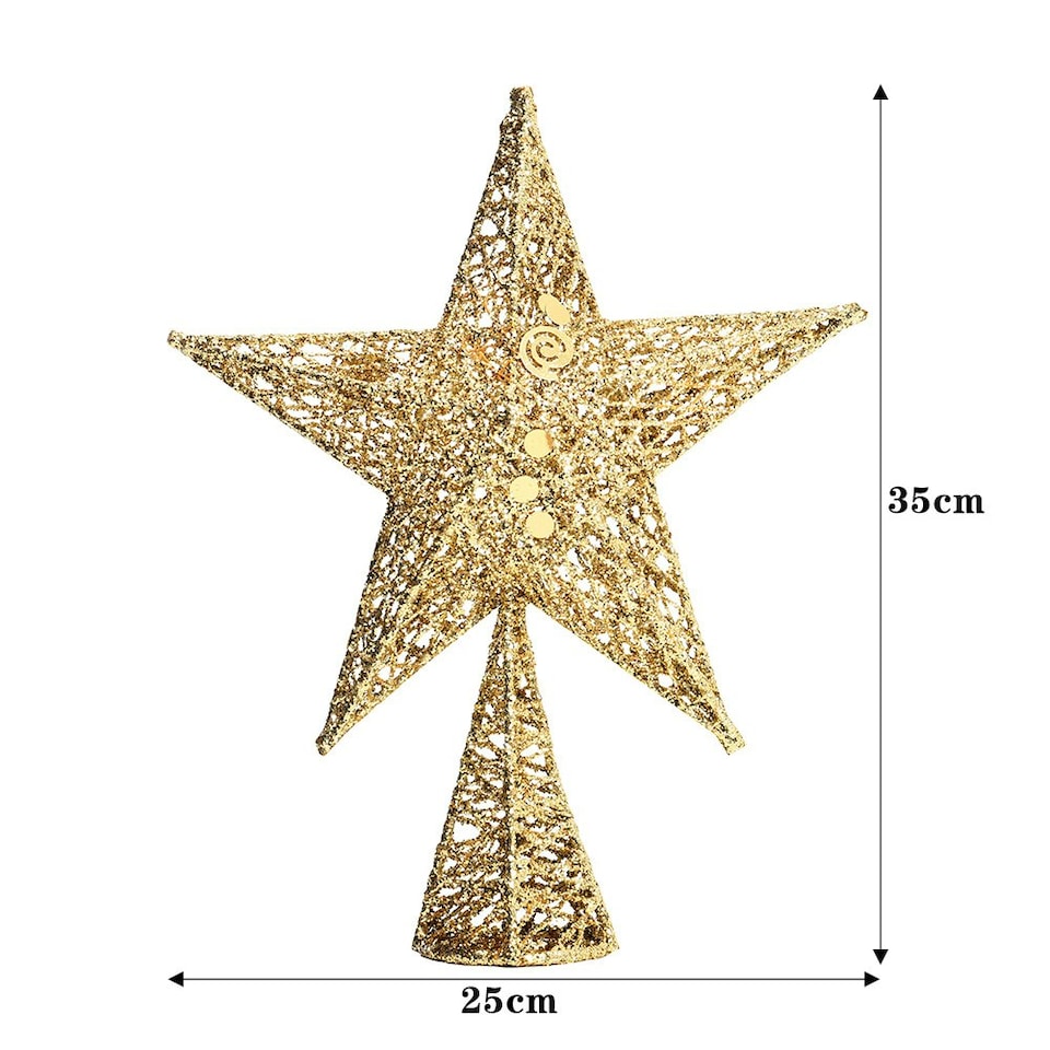 image 1 of Living and Home Wrought Iron Christmas Tree Topper Star Ornament - 25*35cm