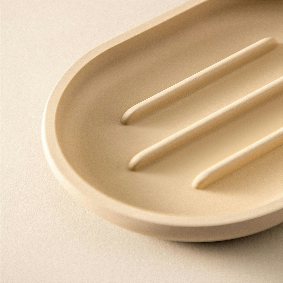 image 1 of Cosmic Counter Sand Soap Dish with Durable Resin for Bathroom, Beige