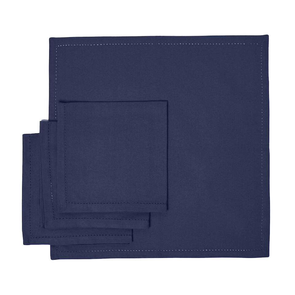 image 1 of Homescapes Navy Blue Set of 4 Cotton Napkins | Blue | One Size | 1