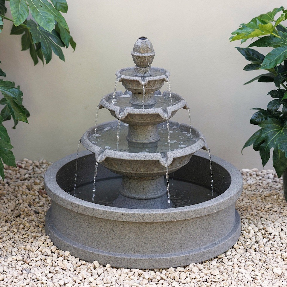 image 1 of Holms 4 Tier Circular Water Fountain in Grey