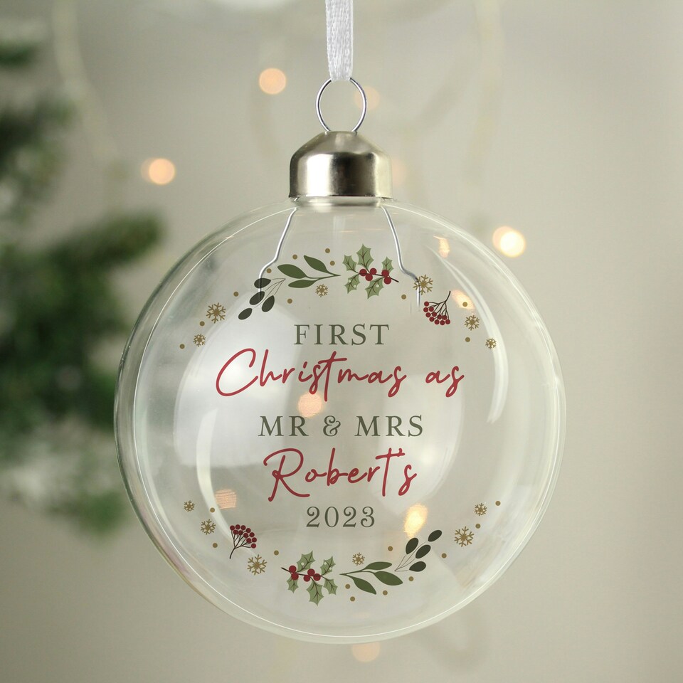 image 1 of Personalised Christmas Glass Bauble