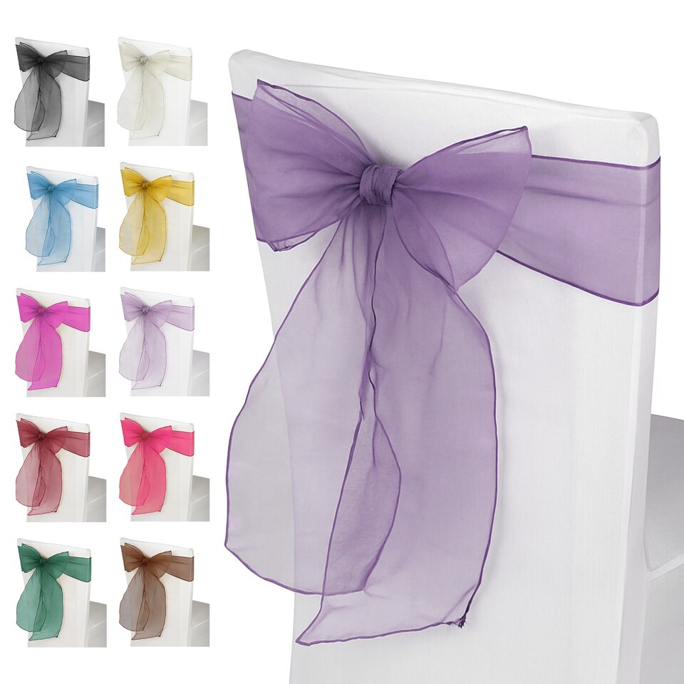 image 1 of 17 x 280cm Organza Chair Sashes, Sheer Sash Ties - 25pcs