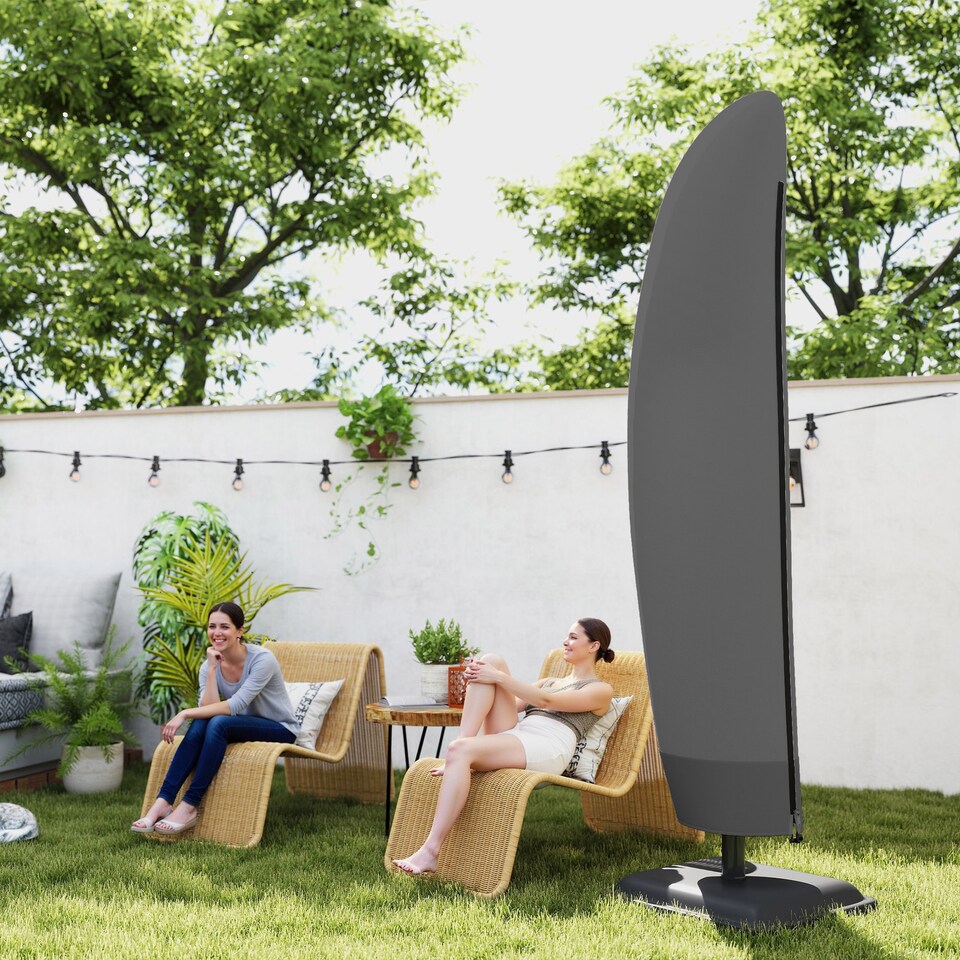 image 1 of Outsunny Parasol Cover, Patio Cantilever Cover, Banana Umbrella Cover Black | Black | Black | Φ56 x 220 cm | 1