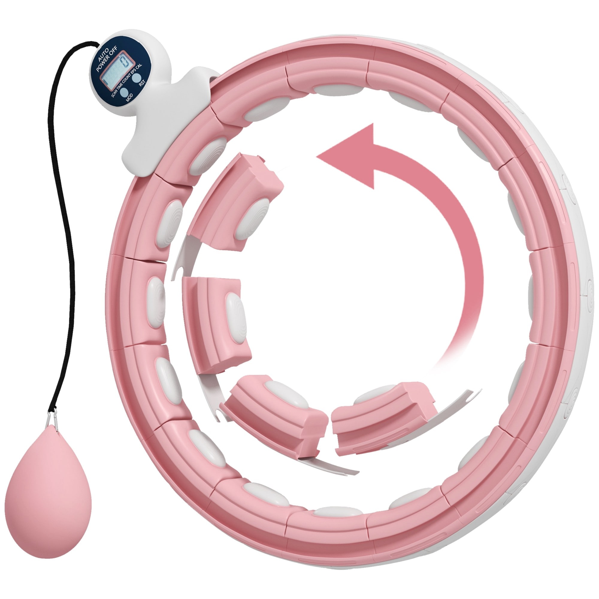 Smart Hula Hoop Wellmall-hula – Con Peso, 27 Nodi Regolabili, Adatto A Vita 70-145 Cm, Massaggia E Brucia Calorie, Per Adulti E Principianti