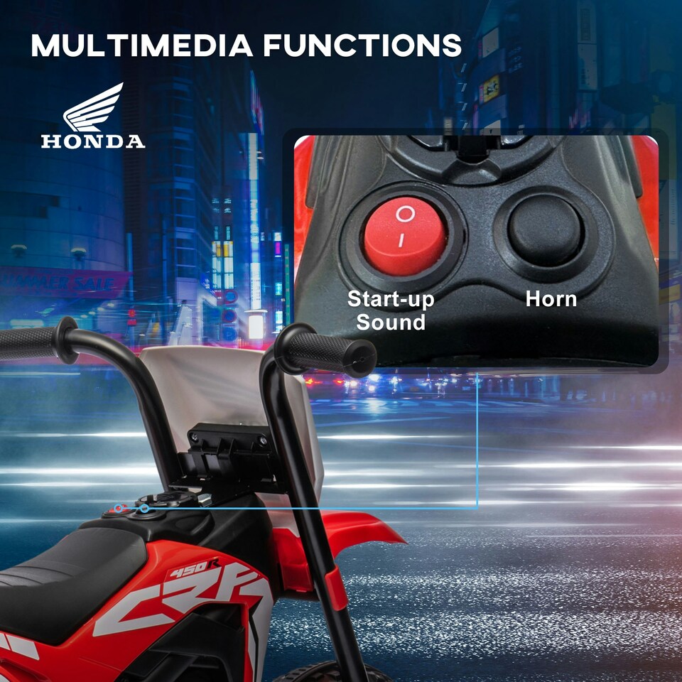 image 1 of HOMCOM Honda CRF450RL Licensed 6V Kids Electric Motorbike w/ Horn - Red
