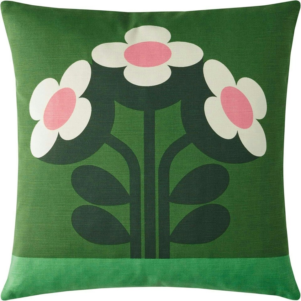 image 1 of Orla Kiely Buttercup Pine Filled Cushion 45x45cm | Green