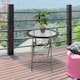 image 2 of Outsunny Folding Rattan Garden Dining Table, 68 cm Round Rattan Garden Table with Water Ripple Tempered Glass Top, Wicker Edging and Steel Frame for Outdoor, Patio, Brown