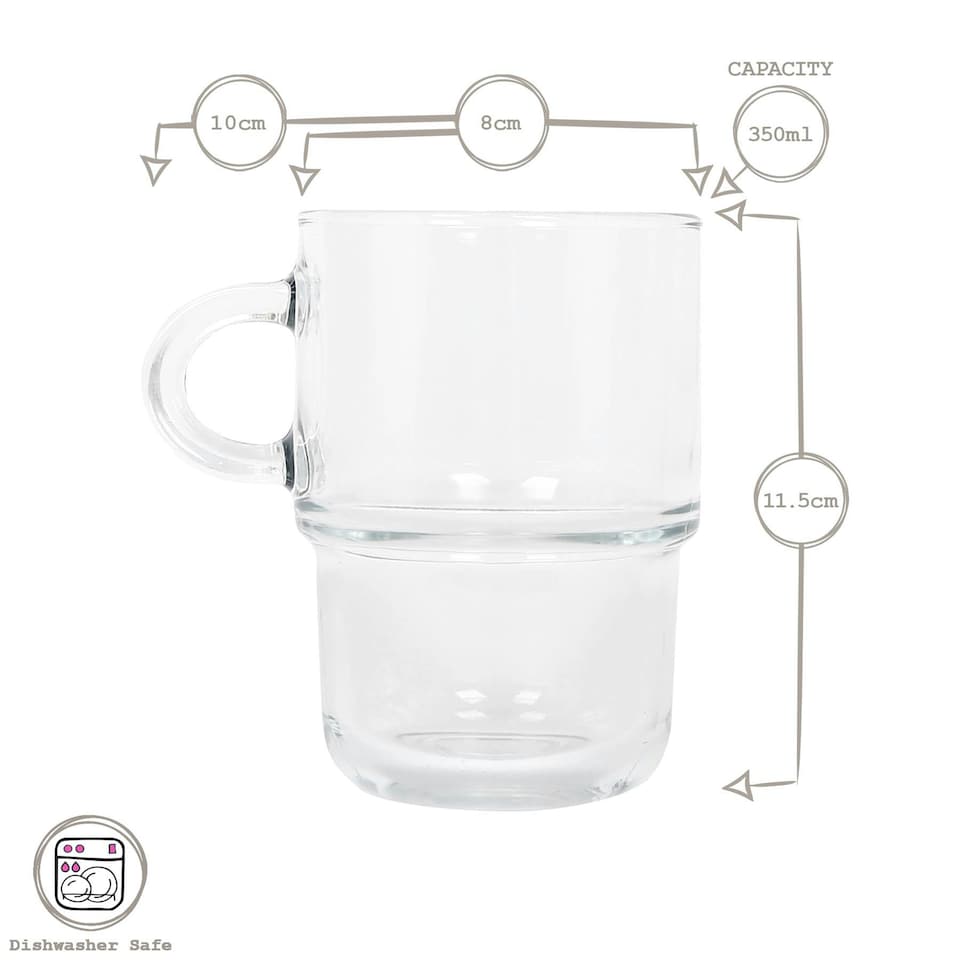 image 1 of LAV Cozy Stacking Glass Coffee Cups & Saucers 12pc Set - 350ml Clear