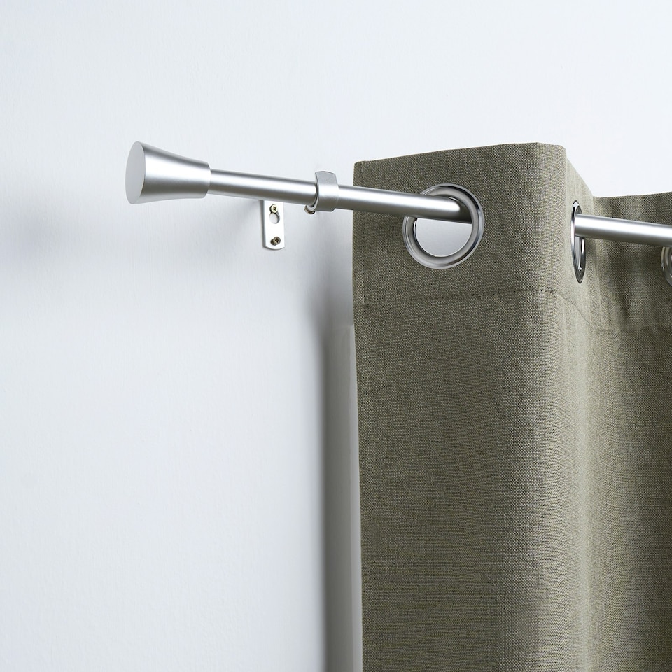 image 1 of OHS Extendable Metal Finial Trumpet Ends Wall Mounted Rod Fittings Curtain Pole - Silver Silver