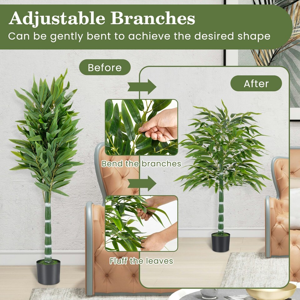 image 1 of COSTWAY Set of 2 125 CM Artificial Bamboo Tree Greenery Plants Green | One Size