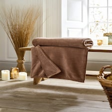 Snuggle Touch 140 x 180cm Soft Blanket - Solid Colour Plain Throws | Brown | Umber | 1