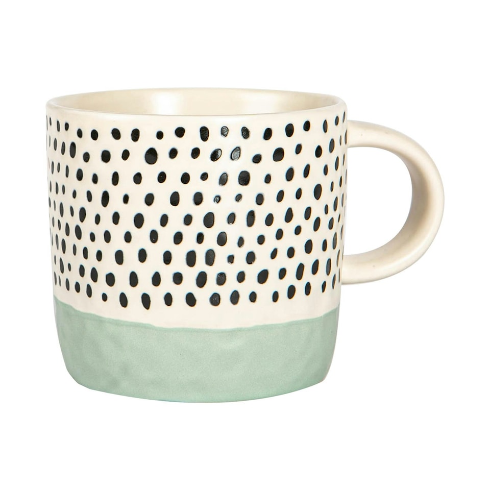image 1 of Nicola Spring Ceramic Dipped Dots Coffee Mugs - 385ml - Blue - Pack of 6 Blue