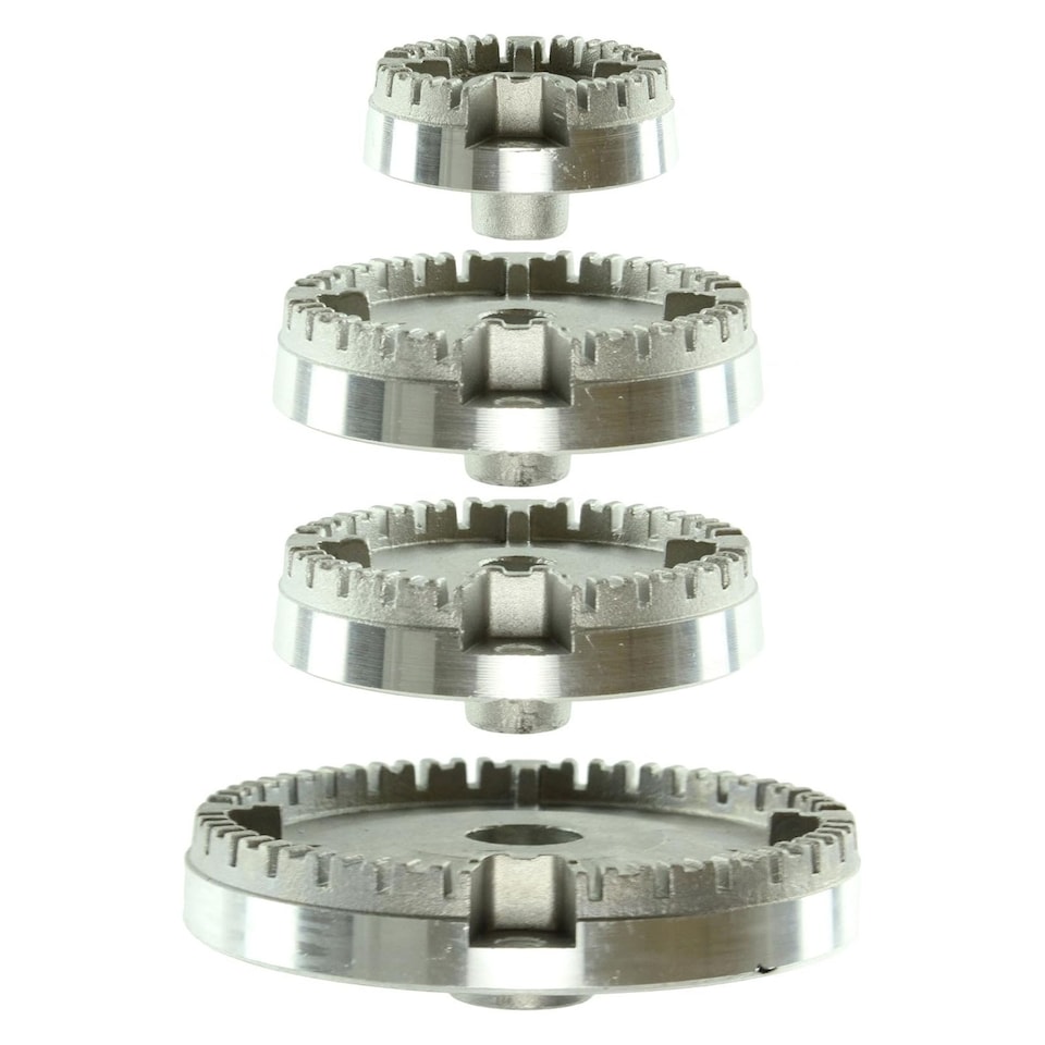 image 1 of SPARES2GO (Non Universal) Oven Cooker Hob Gas Burner Crown & Flame Cap Kit for Diplomat Oven/Cooker/Hob (Small, 2 Medium & Large, 55mm - 100mm)