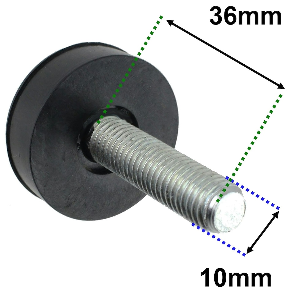 image 1 of SPARES2GO Universal Washing Machine Adjustable Screw in Foot (10mm Thread)