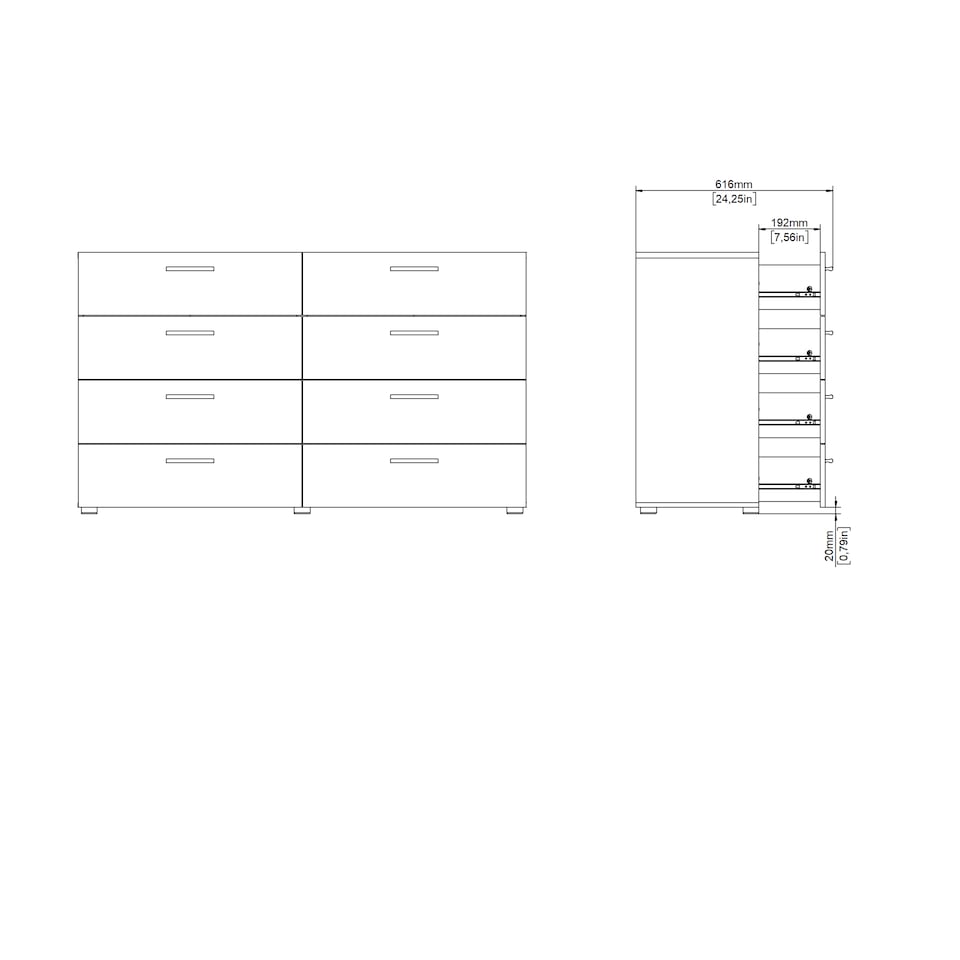 image 1 of Pepe Wide Chest of 8 Drawers (4+4) in Walnut