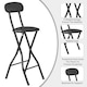image 2 of Folding Breakfast Bar Stool padded High Chair Set of 2 Black