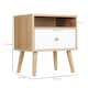 image 3 of HOMCOM Bedside Table Modern Nightstand Bedside Cabinet w/ Drawer Shelf Natural