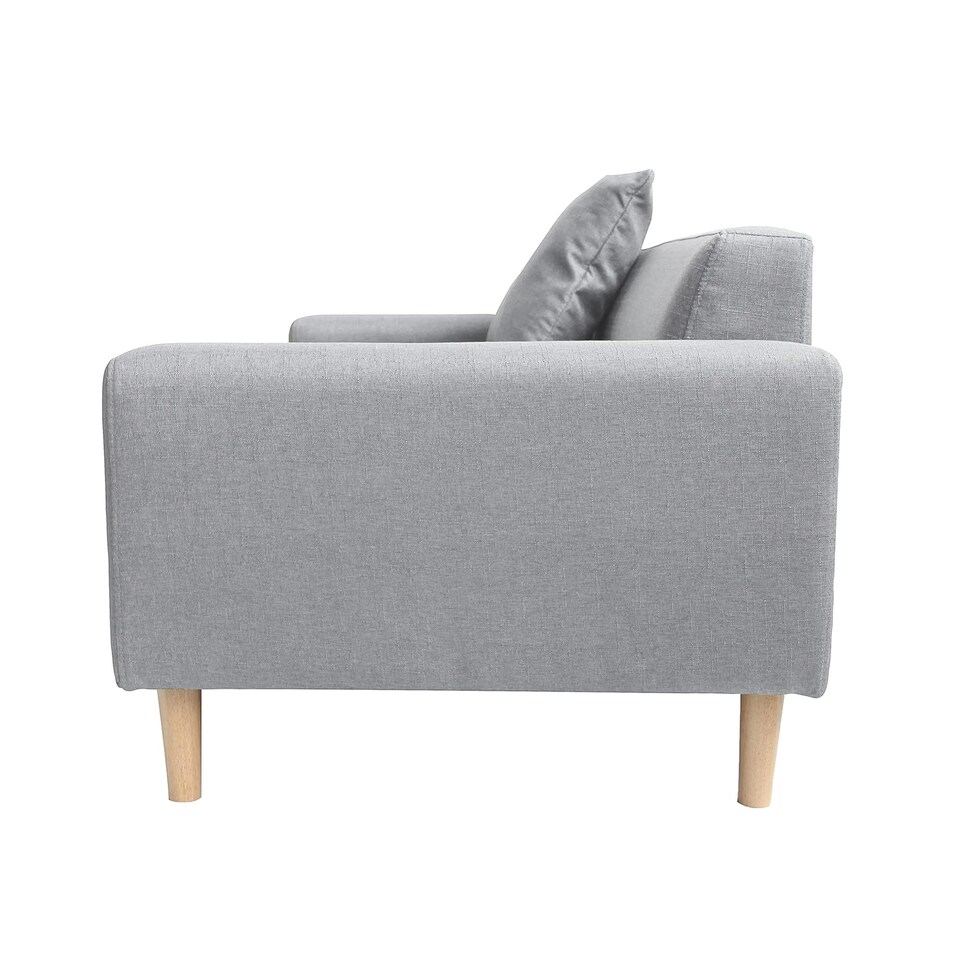 image 1 of Compact 2-Seater Scandi Loveseat with Wooden Legs - Light Grey | Grey | Light Grey | Two Seater | 1