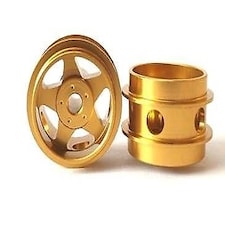 Staffs Slot Cars UK 5 Spoke Alloy Air Rims Wheels Gold x 2 Staffs05 New