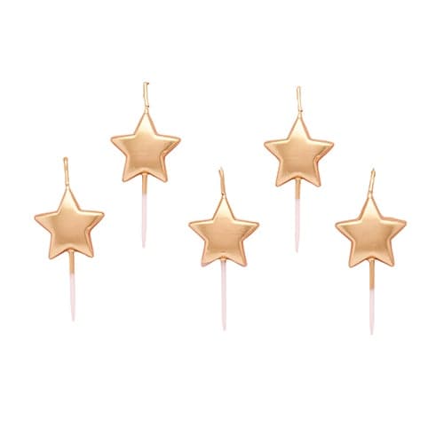 Club Green Gold Metallic Star Celebration Candles - Pack of 5