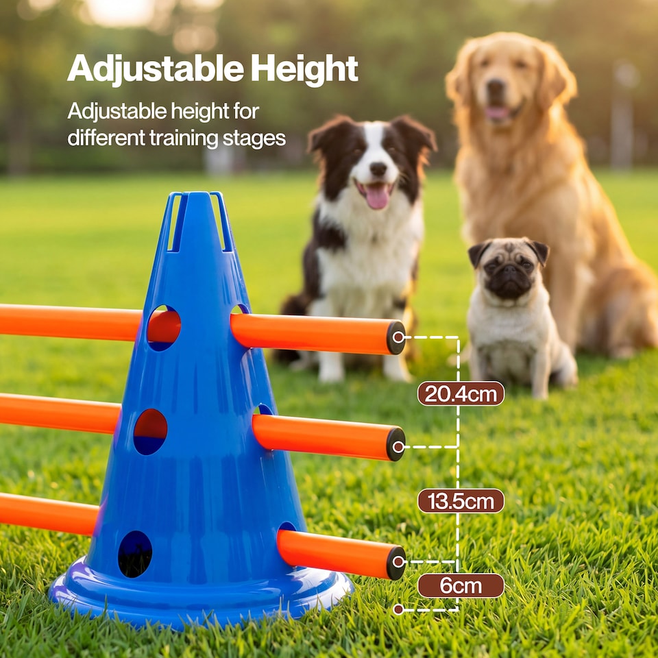 image 1 of Skylos Dog Agility Training Set Hurdle Cone Kit Height Adjustable Storage Bag