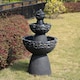image 2 of Teamson Home Garden Outdoor Water Feature, 3-Tier Pedestal Water Fountain, Dark Grey Stone Finish