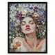 image 1 of Woman Laying Spring Flower Field Mosaic Black Framed Wall Art Print A4