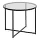 image 1 of Cross Round Metal Side Table with Smoked Glass Top