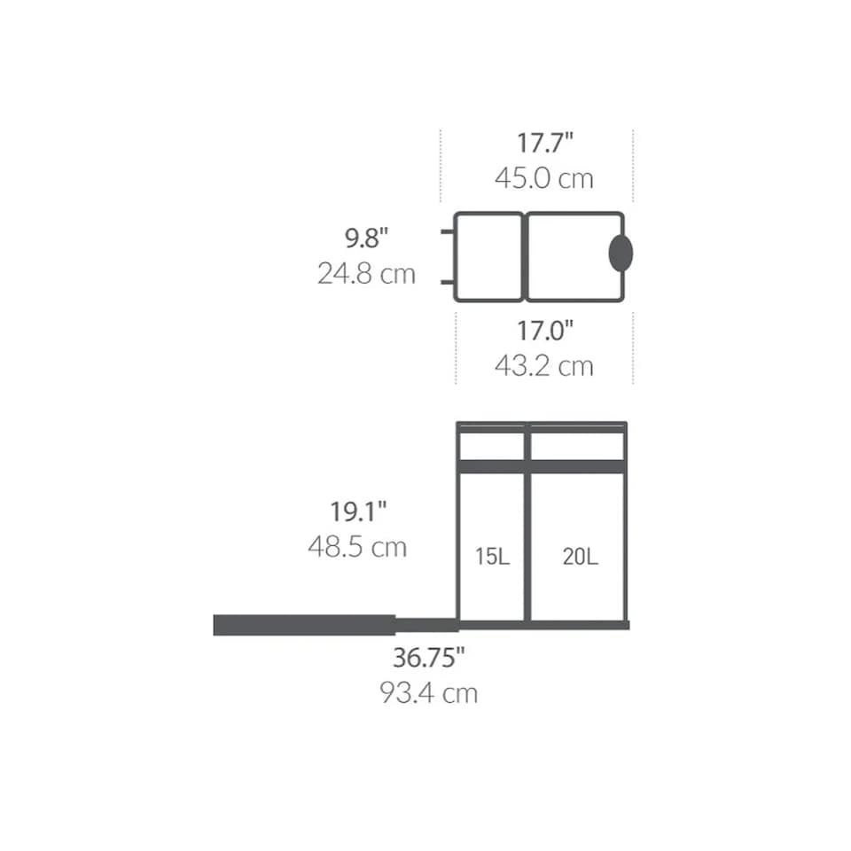 image 1 of Simplehuman 35L Pull-Out Recycling Double Kitchen Cupboard Cabinet Bin, Polished Heavy-Duty Steel Frame