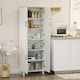 image 7 of HOMCOM Modern Kitchen Cupboard Storage Cabinet with 4 Shelves, White