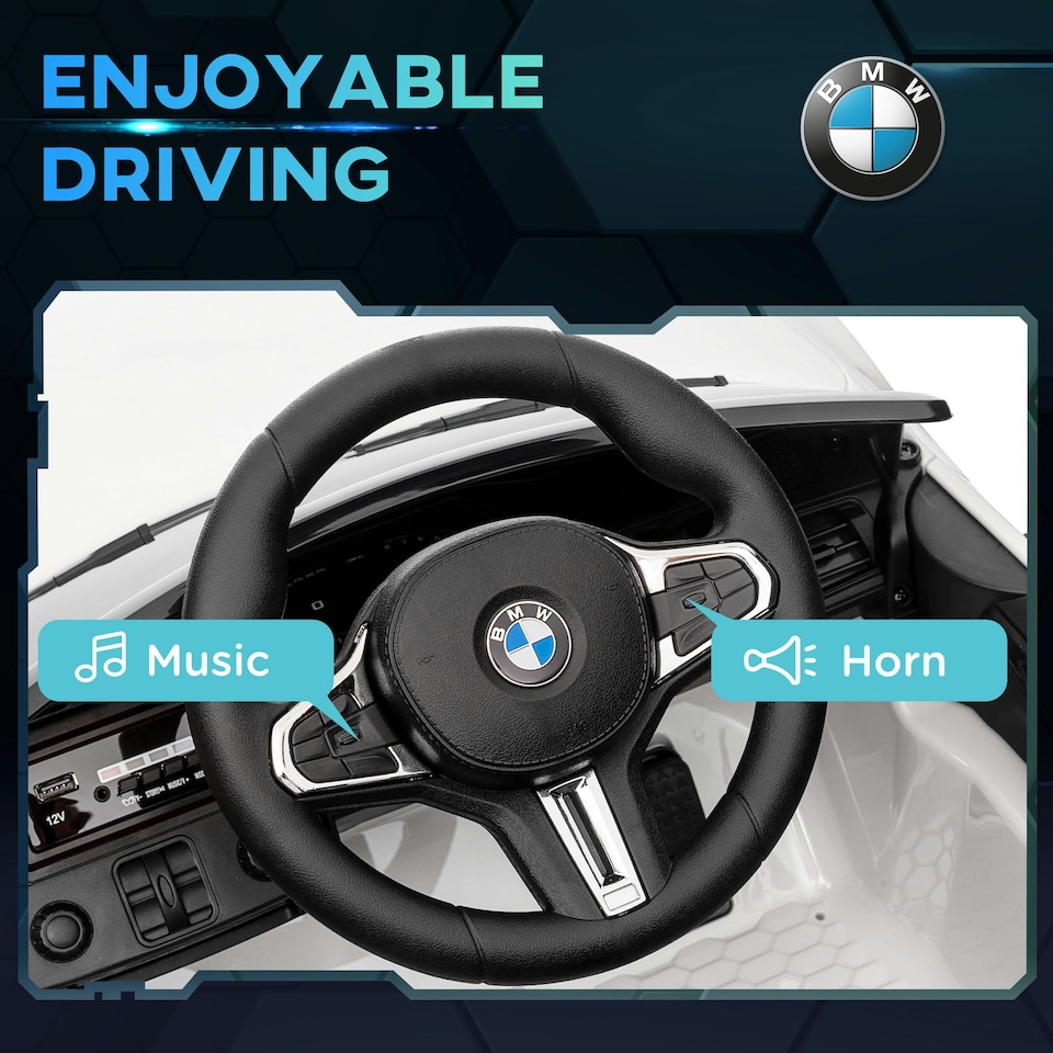 image 1 of AIYAPLAY 12V BMW M4 Licensed Kids Electric Car w/ Remote, Suspension, White