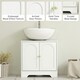 image 6 of HOMCOM Modern Under Sink Cabinet for Basin without or with Pedestal, White White | Gold-tone knobs
