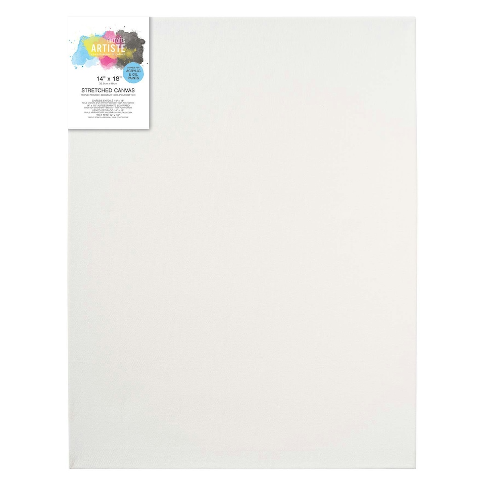 image 1 of Artiste Stretched Canvas, Triple Primed, Wooden Frame, White, 14x18", 380gsm