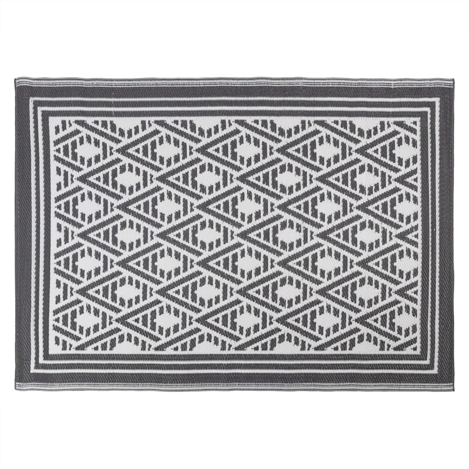 image 1 of JVL Lightweight Reversible Outdoor Rug – Geometric Pattern, Plastic Woven, 120 x 170 cm