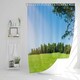 image 2 of Beauty landscape of grass field with forest trees and environment public park with sun rays (Shower Curtain)