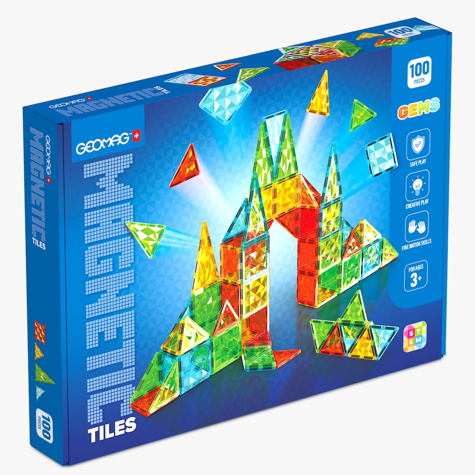 image 1 of Geomag Magnetic Tiles Gems 100 pieces